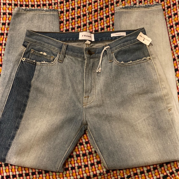 Frame Le Garçon Mid Rise Straight Fit Distressed Unmatched Jeans in size 26 NWT - Picture 7 of 16